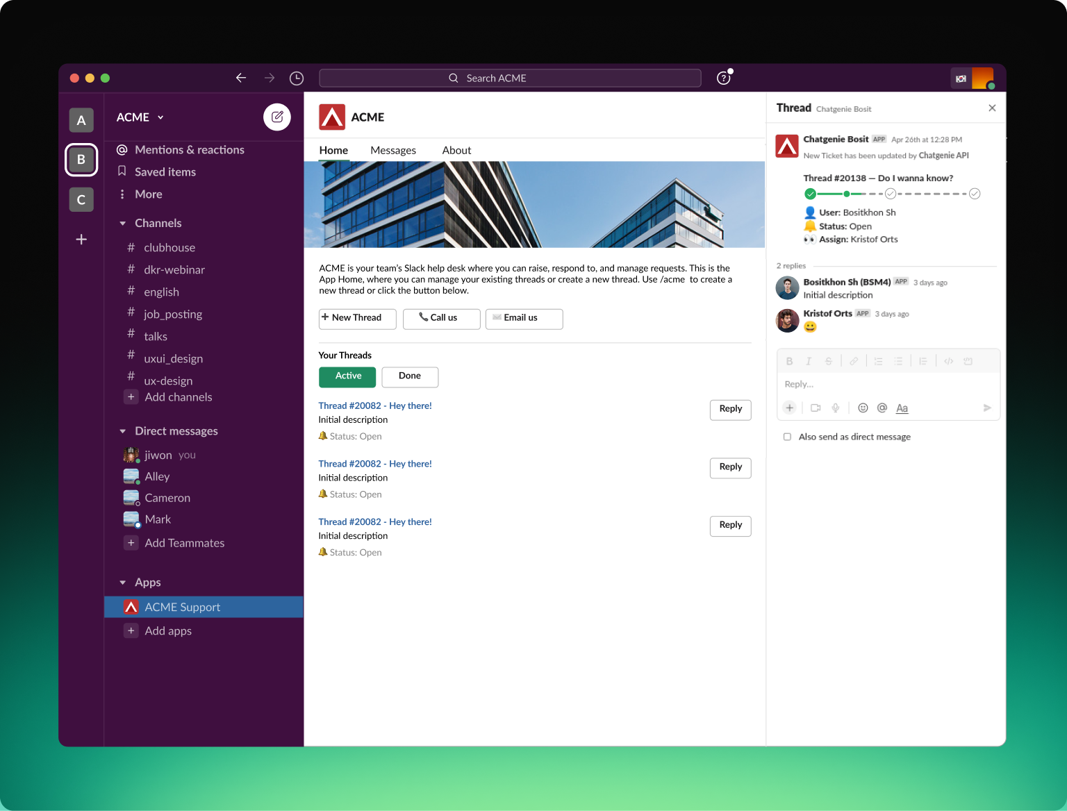 Custom Slack app